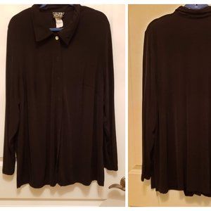 Black long sleeve top, slinky material, plus size